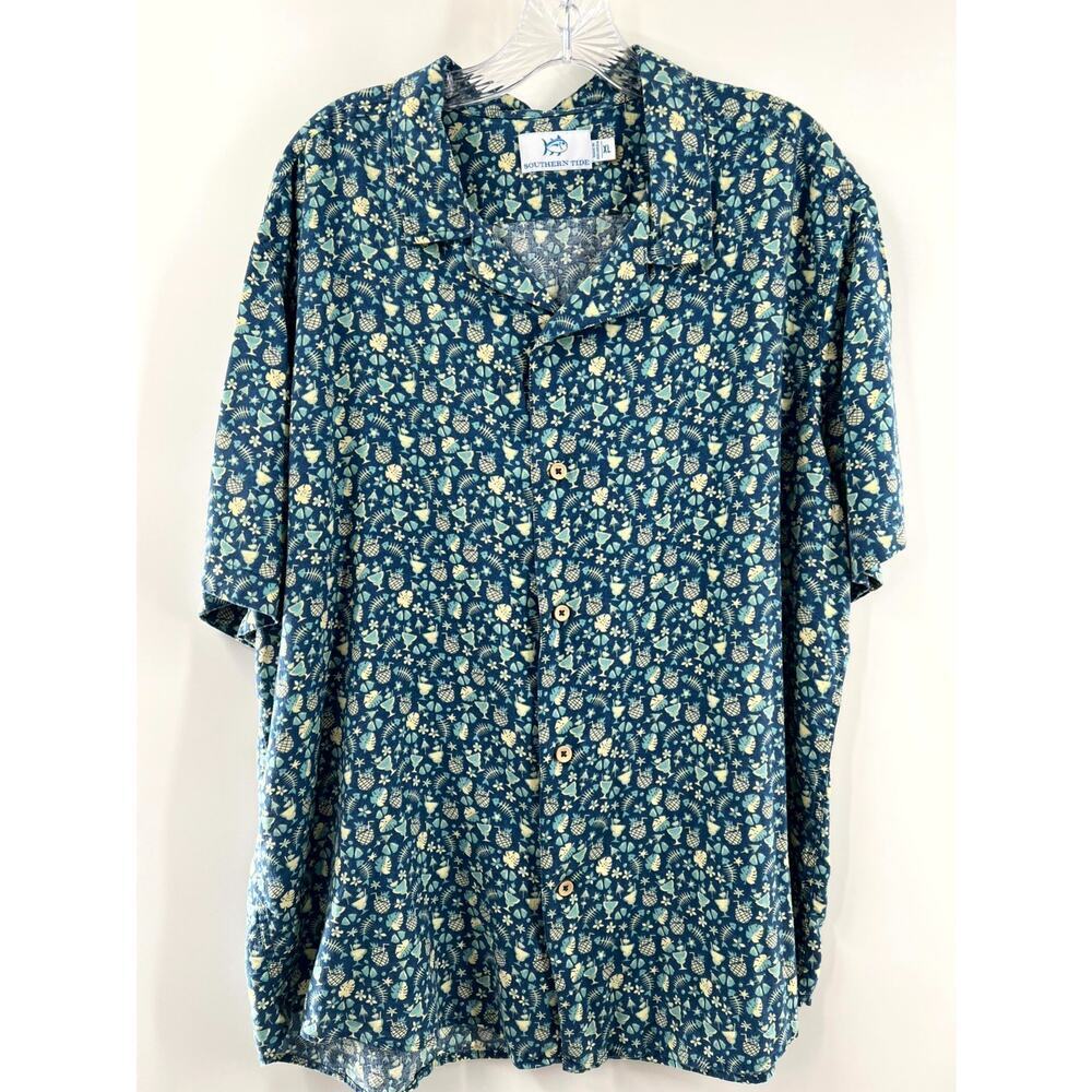 Southern Tide Men's Bad & Boozy Hawaiian Short Sleeve Button Down Shirt Size XL
